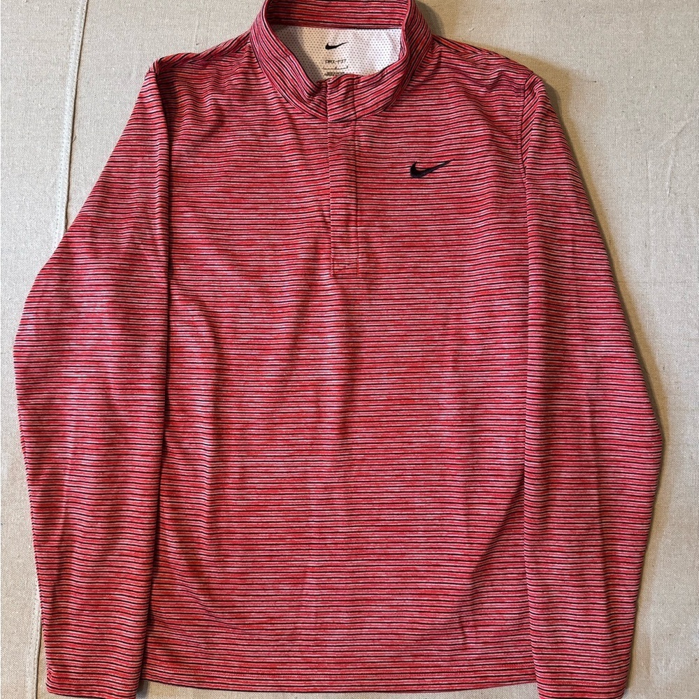 Nike Red Striped Long Sleeve Quarter zip